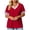 Red, variant on Molidfa Pull-On V-Neck Stretchable Regular Ringer Short Sleeve Daily Set-In Sports Women's Short-Sleeve Shirts Solid Set-In