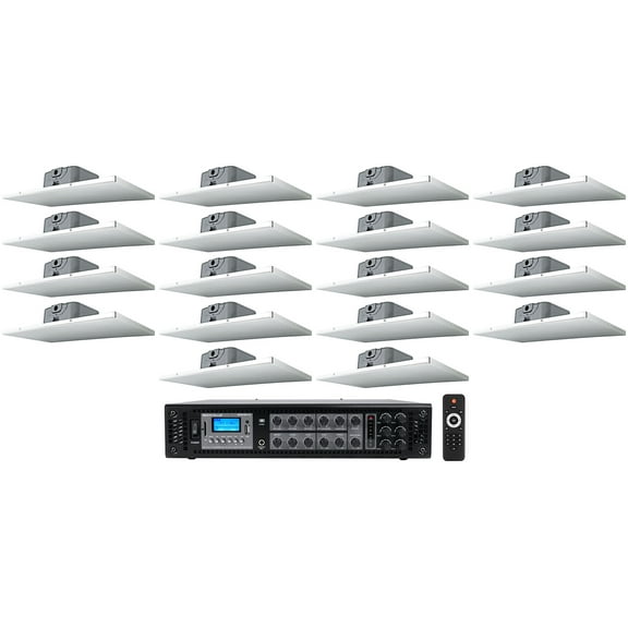 Rockville Office/Restaurant Audio Kit 18) 2' X 1' Drop Ceiling Tile Speakers Amp