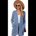 thumbnail image 2 of Cárdigan de Punto de Larga, Color Azul, Talla XL, 2 of 10