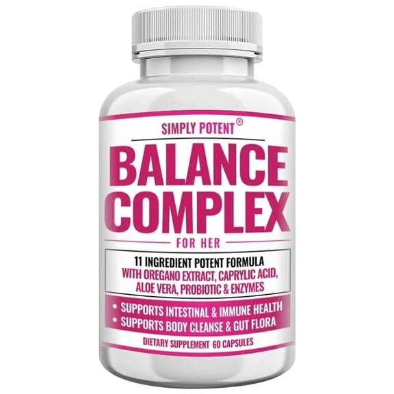 Simply Potent Feminine Balance Complex for Women’s Vaginal Health Probiotic & Candida Cleanse, pH Balance Support, 60 Caps