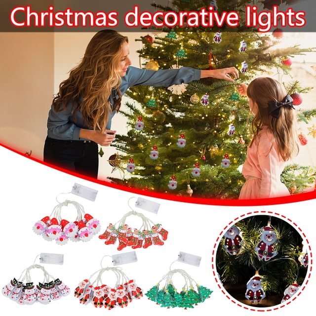 Fiudx Guirnalda de Luces Led Navideñas con Diseño de Muñeco de Nieve y Papá Noel, Impermeable para Uso En Interiores y Exteriores, Flexible, Ideal para Árbol, Porche, Dormitorio y Decoración Navideña