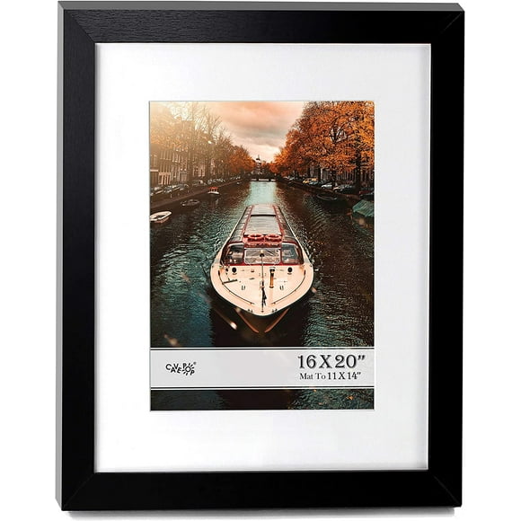 AmPm 12x18 Black Wooden Picture Frame with Polished Plexiglass - Horizontal and Vertical Formats with Included Hanging Hardware, Frame Posters, Puzzles and Artwork