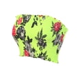 thumbnail image 3 of MixMatchy Women's Floral Print Smocked Lettuce Edge Crop Tube Top, 3 of 4