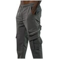 thumbnail image 3 of successthop Cargo Pant Elastic Waist for Men Solid Workwear with Pockets Zipper Straight Sport Trousers Black, 3 of 7