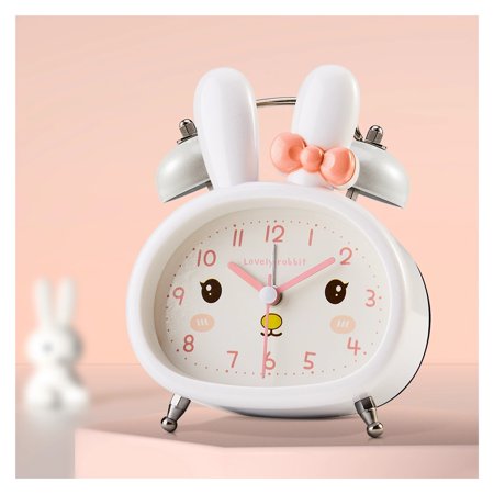 Alarm Clock, 3.5 Inches Twin Bell Loud Alarm Clock for Kids, Backlight, Battery Operated Alarm Clock for Bedrooms, Rabbit