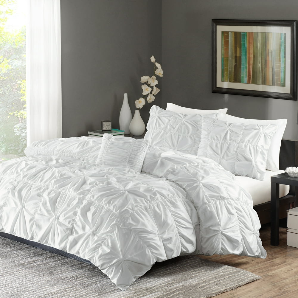 Better Homes & Gardens Full or Queen Pintuck Duvet Cover Set, 4 Piece