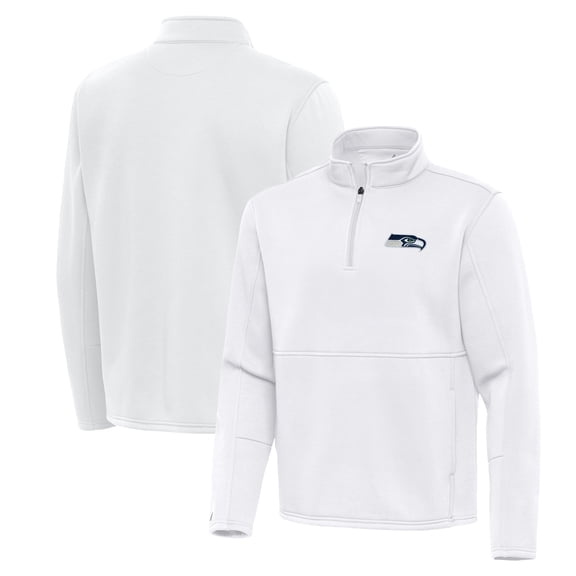 Men's Antigua White Seattle Seahawks Twist Quarter-Zip Pullover Jacket