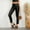 Black, variant on Women PU Leather Straight Leg Pants High Waisted Leather Leggings 2026 Trendy Zipper Trousers with Pockets