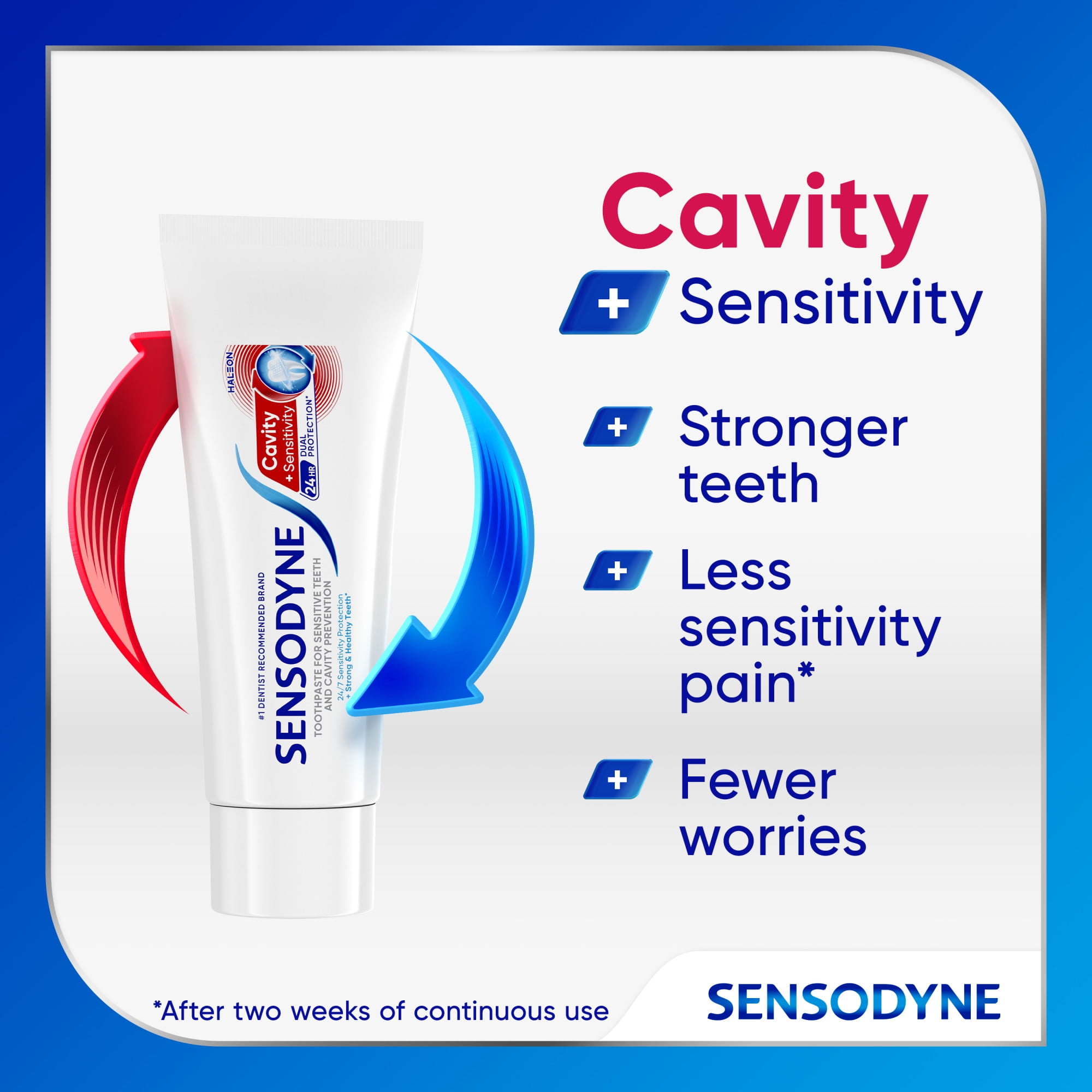 Sensodyne Cavity + Sensitivity Toothpaste, Fluoride Toothpaste for Sensitive Teeth and Cavity Protection, 2.7 oz