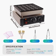 25 Hole 110V Electric Muffin Waffle Maker, Silver Stainless Steel Non Stick Mini Pancake Baker for Bakery Cafe