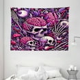 thumbnail image 3 of Ambesonne Skull Tapestry Wall Hanging, Skeleton Eyeballs Brain Hands, 80"x60", Pink and Purple, 3 of 3