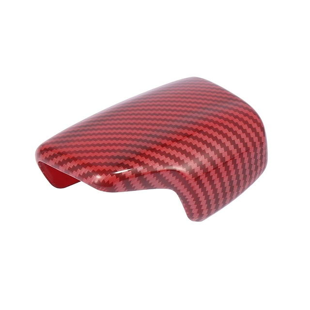 Coche Marcha Cambio Perilla Cubierta Pegatina Adorno Carbono Fibra Patrón Rojo