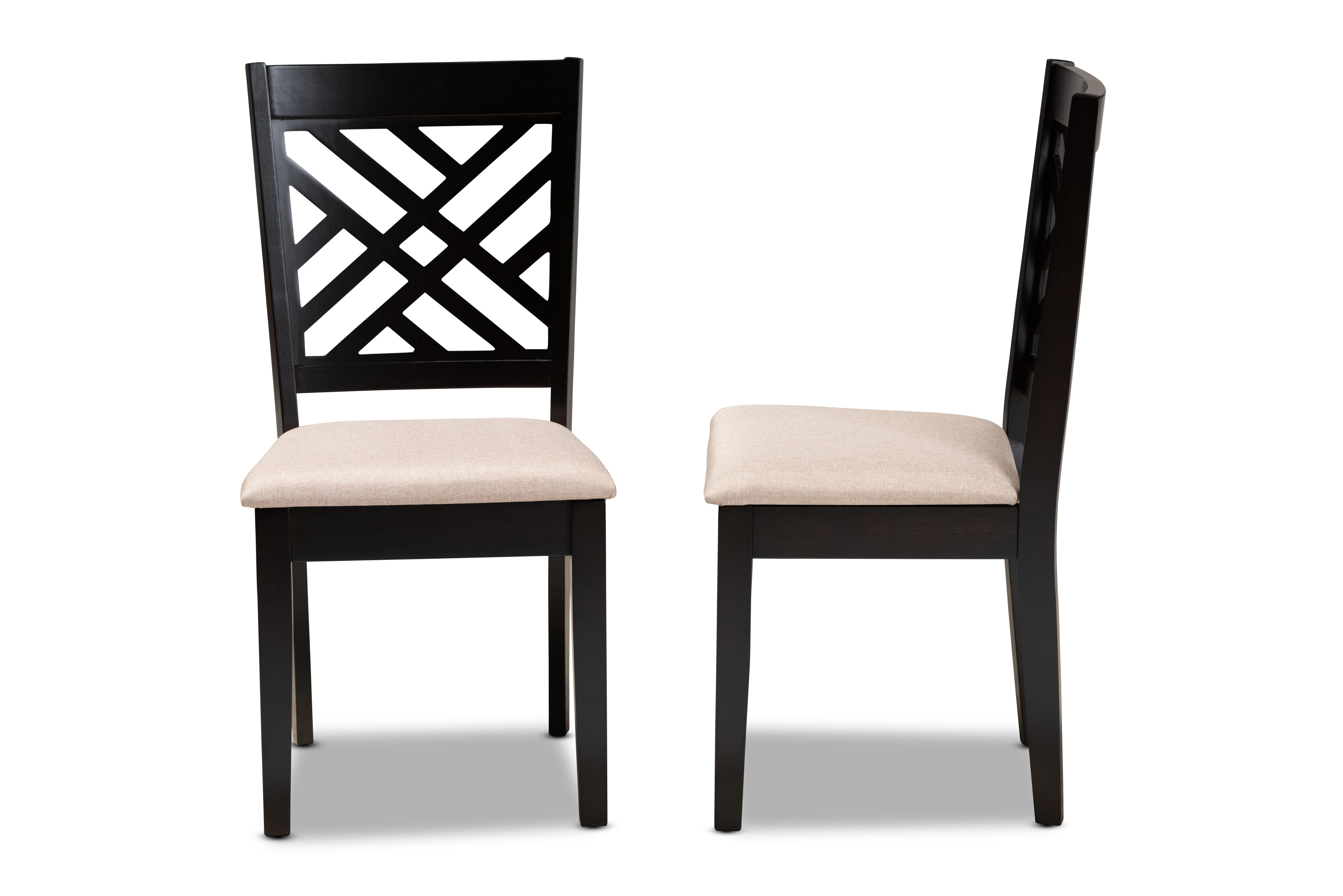 Baxton Studio Caron Modern and Contemporary Sand Fabric Upholstered Espresso Brown Finished Wood 2-Piece Dining Chair Set Set