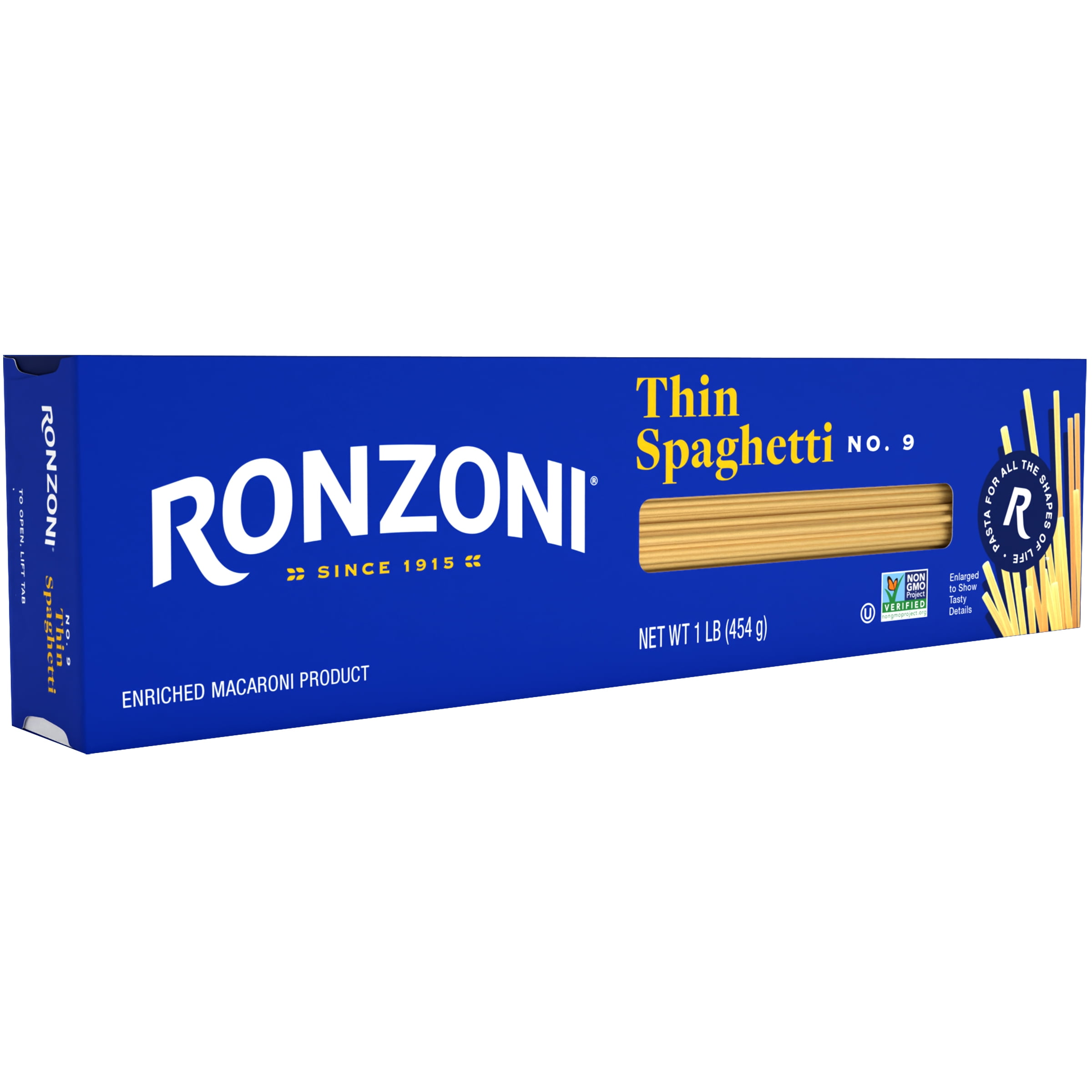 (2 pack) Ronzoni Thin Spaghetti, 16 oz, Non-GMO Pasta for Entrees, Soups, Sides, (Shelf Stable) Box