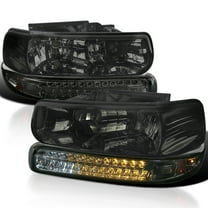 Spec-D Tuning Smoke Headlights LED Bumper Lights Compatible with 1999-2002 Chevy Silverado 2000-2006 Tahoe Suburban, Left Right Pair Headlamps Assembly