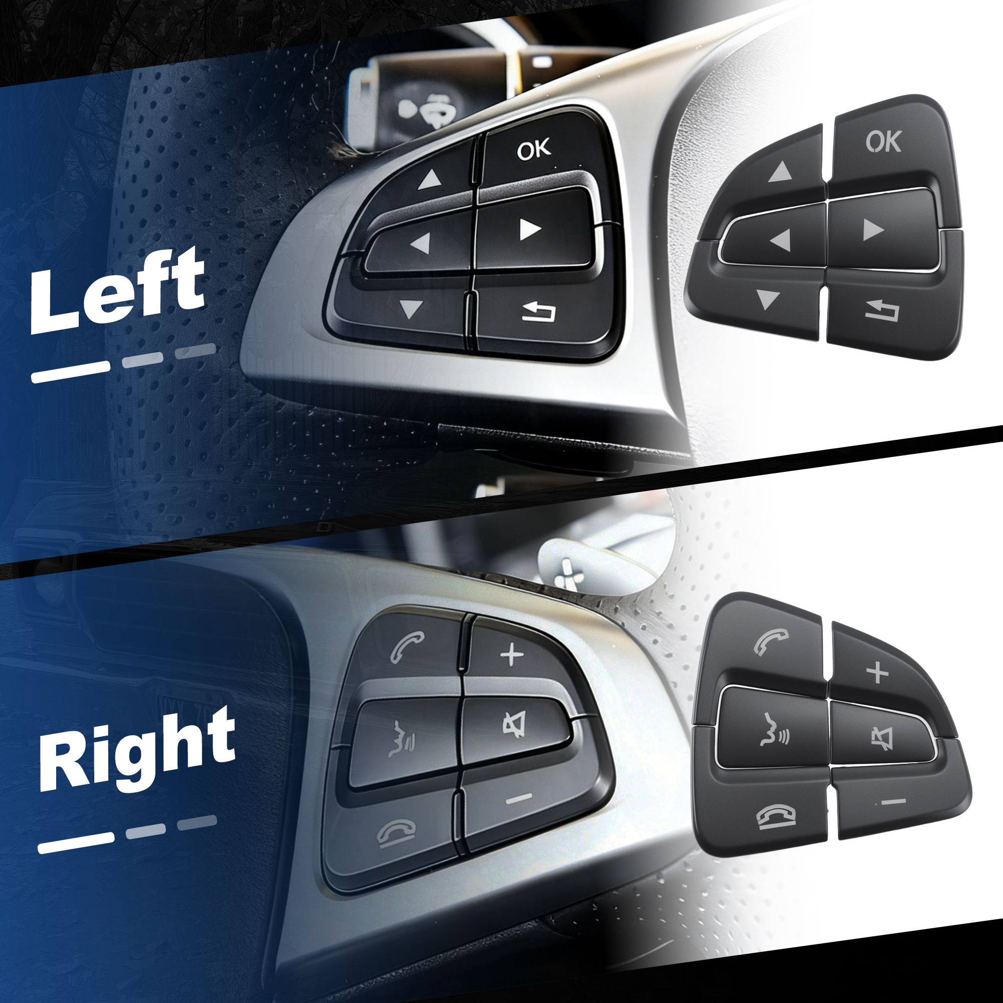 Unique Bargains 12 Pcs Car Interior Steering Wheel Button Cover Trim for Mercedes-Benz