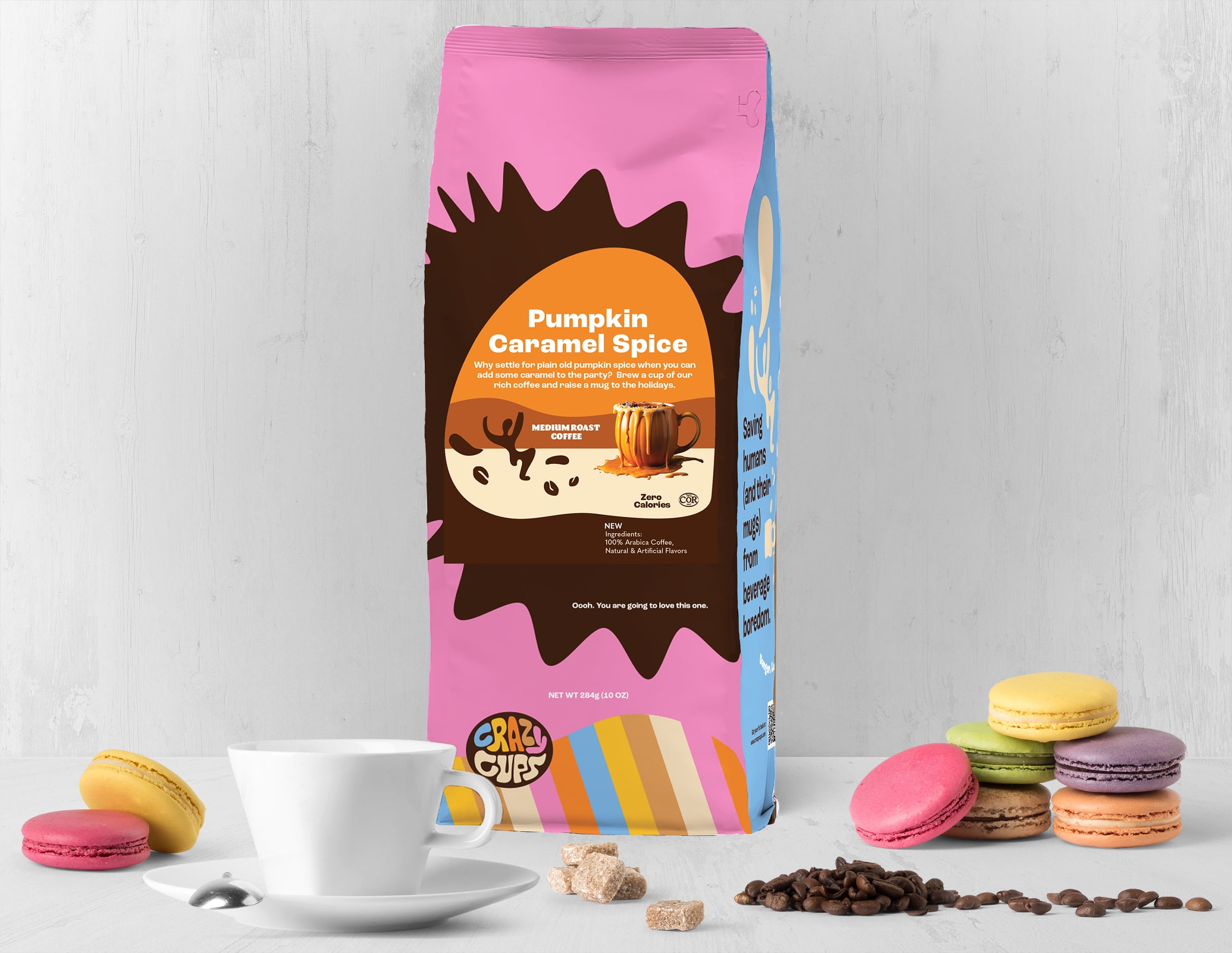 Crazy Cups Flavored Ground Coffee Variety Pack, Includes Cinnamon French Toast, Caramel Vanilla, Pumpkin Caramel Spice, in 10 oz Bags, For Brewing Flavored Hot or Iced Coffee, Variety 3 Pack