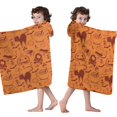 thumbnail image 4 of Halloween Spooky Icons Pattern Hooded Bath Towel，50"x30" for Ages 3 To 12 Kids, Quick Dry Lightweight Soft Microfiber Hood Beach Towel Cover Up for Kids, 4 of 7