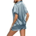 thumbnail image 5 of FAWUUDO Womens Silk Satin Pajamas Set Short Sleeve Sleepwear Soft Button Down Loungewear Two-piece Pjs Sets, 5 of 9