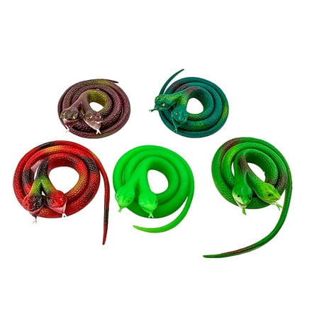 

NUOLUX 5pcs Halloween Playthings Double-head Simulation Snake Adornment Random Color