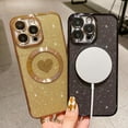 thumbnail image 5 of Compatible with iPhone 14 Pro 6.1 Inch Case with Magsafe, Plating Heart Glitter Magnetic Case for Women Girl TPU Camera Protection Back Cover for iPhone 14 Pro Gold, 5 of 13
