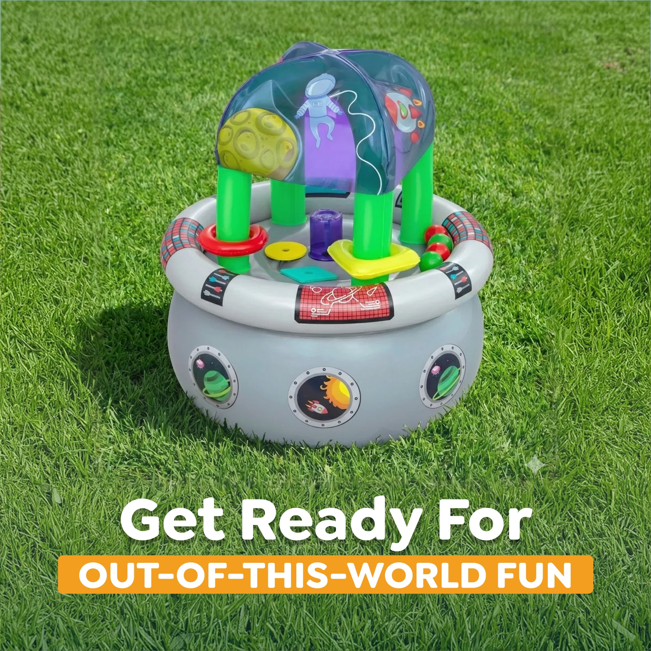 Play Day Space Station Inflatable Kids Water Table 30" x 30" x 35"