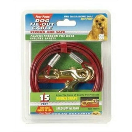 UPC: 0045663856151 | Four Paws Tie Out Cable – Medium Weight 15 Foot Cable