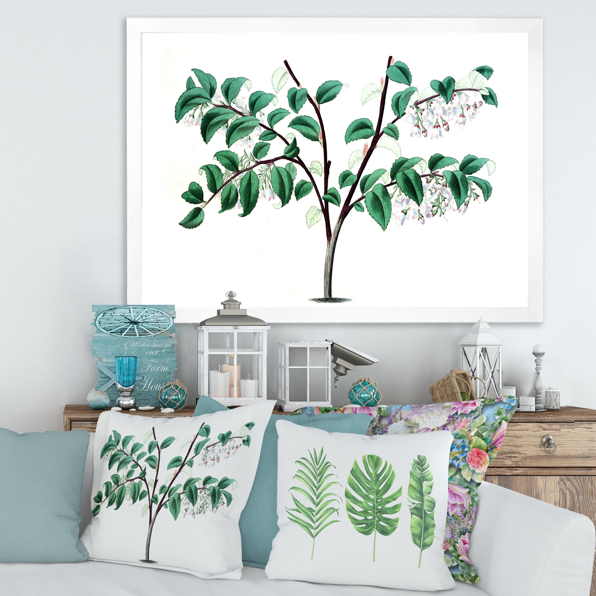Designart 'Ancient Green Leaves Plants I' Traditional Framed Art Print