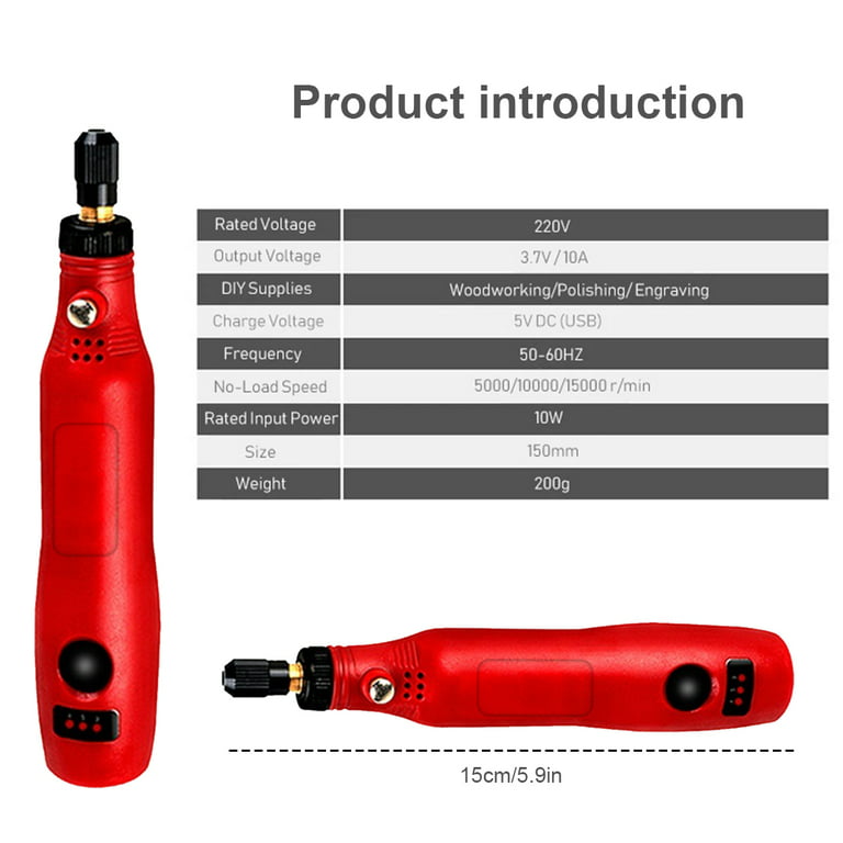 Mini Wireless Electric Engraving Pen USB Rechargeable Drill