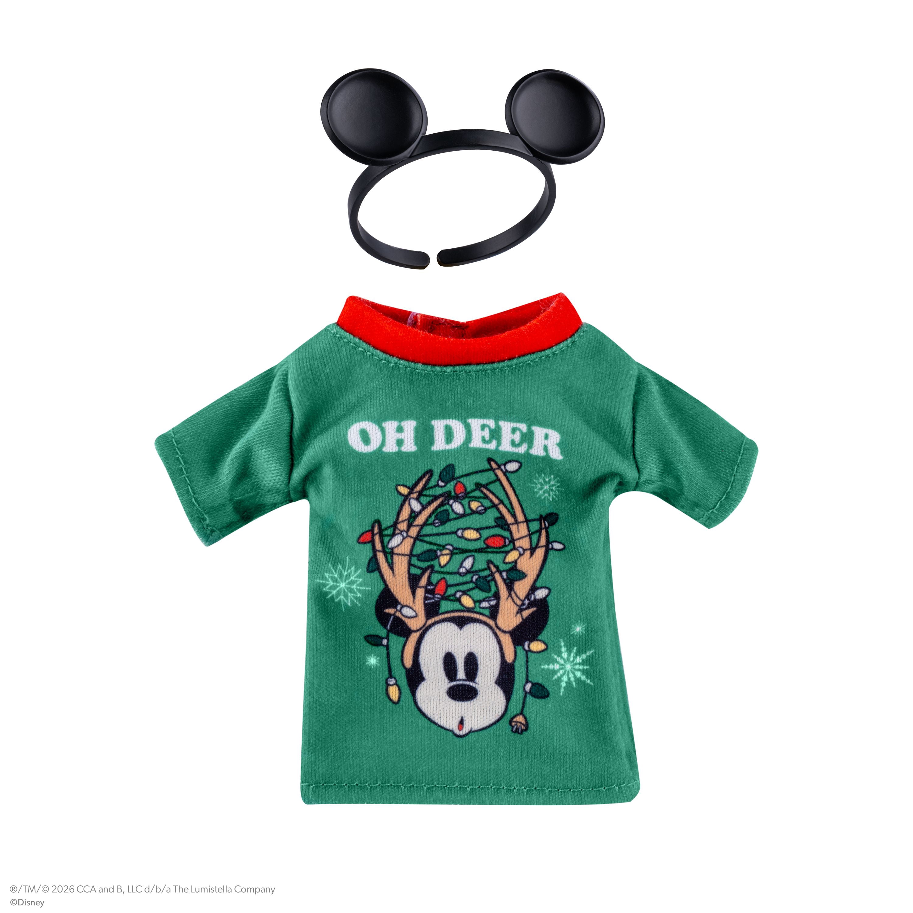 The Elf on the Shelf Disney Mickey Mouse Oh Deer T-Shirt and Ears Headband - Scout Elf Not Included