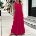 thumbnail image 1 of XiYing Robes pour Femmes, Robe Décontractée Ample à Col Rond pour Femmes, Robe Maxi d'Été Sans Manches pour Usage Quotidien, Design Fluide Uni, P-TTG, une Pièce, 1 of 5