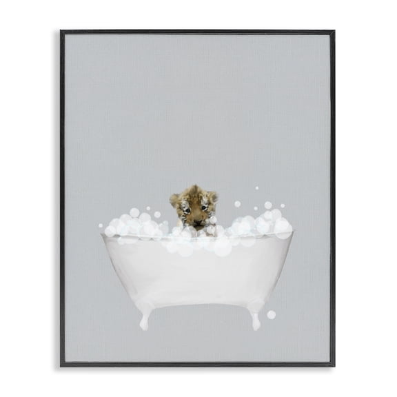 Stupell Industries Rustic Lodge Tiger Blue Bath Cute Black Framed Giclee Art, 11 x 14, by Leah Straatsma
