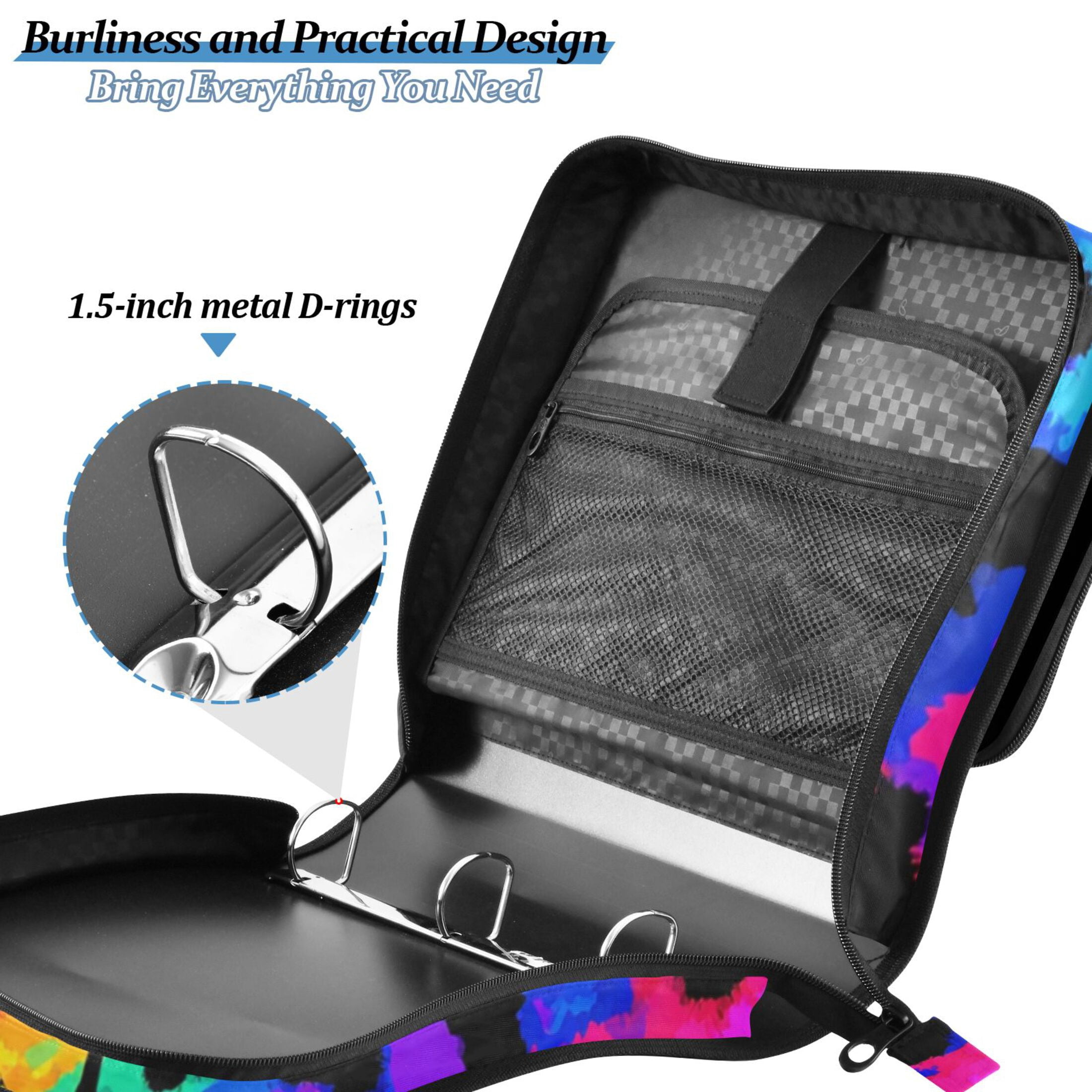 Zipper Binder Leopard 1.5 Inch Binder Folder Bag with Shoulder Strap and Handle