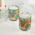 thumbnail image 2 of Yayeee 4 Pack Qtip Holder Bathroom Cotton Swab Canister with Lid Clear Dispenser Set, Retro Beige Rainbow, 2 of 6