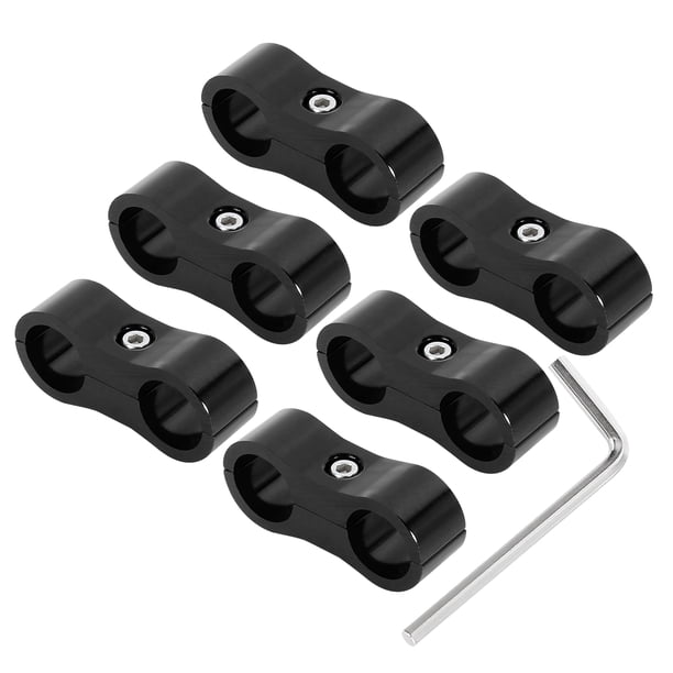6Piezas Negro AN6 14mm Manguera Separador Abrazadera Adaptador Con Llave Para Coche