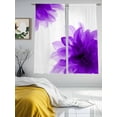 thumbnail image 4 of Purple Semi Sheer Curtains 63 Inch Length 2 Panels Set, Boho Modern Floral Abstract Ombre Leaf White Sheer Kitchen Curtain Privacy Voile Window Curtain for Living Room Bedroom Rod Pocket Drapes, 4 of 7
