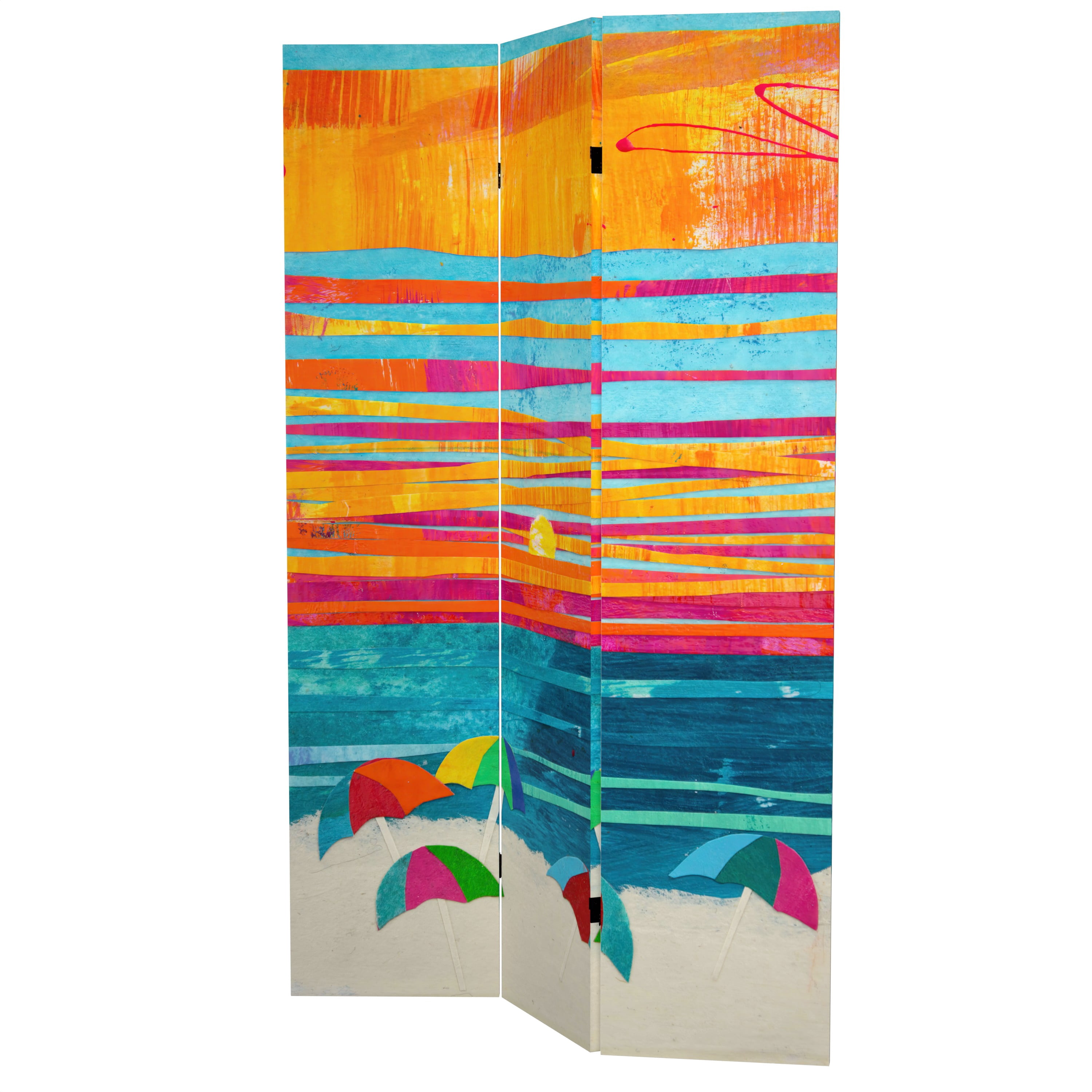6 ft. Tall Double Sided Sunlit Tides Canvas Room Divider