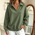 thumbnail image 2 of Hurxie Womens Oversized V Neck Fleece Sweatshirt Casual Long Sleeve Sweatshirts Collared Pullover Sweatshirts, 2 of 7