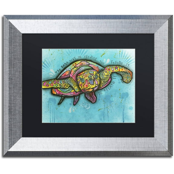"Turtle" Canvas Art by Dean Russo, Black Matte, Silver Frame