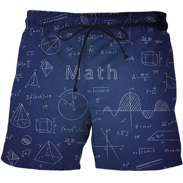 2024 Été Short Homme Formule Mathématique Imprimée 3D Maillot de Bain Décontracté Séchage Rapide Élastique Short de Plage Homme