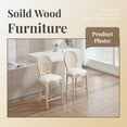 thumbnail image 3 of French Country Bar Chairs Set of 2, 43.31 Inch Height with Natural Rattan Backs, Carved Wood Legs and Wire Details, Solid Wood Frame Beige Dining Chairs for Home or Restaurant Use, 3 of 9