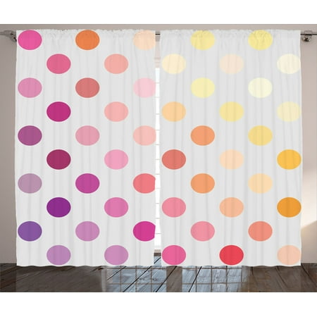 Gradient Dots - Polka Dots Home Decor Curtains 2 Panels Set, Gradient Polka Dots Artistic Digital Creative Design Array Of Filled Circles Artwork, Living Room Bedroom Accessories, By Ambesonne