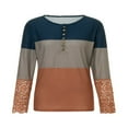 thumbnail image 2 of Womens Henley T Shirts Casual Lace Long Sleeve Patchwork Button Down Ribbed Slim Fit Tops Blue L, 2 of 9