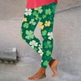 thumbnail image 2 of QATAINLAV St Patricks Day Legging for Women Shamrock Graphic Slim Fit Butt Lifting Tights Stretchy Skinny Fashion Trousers Green L, 2 of 10