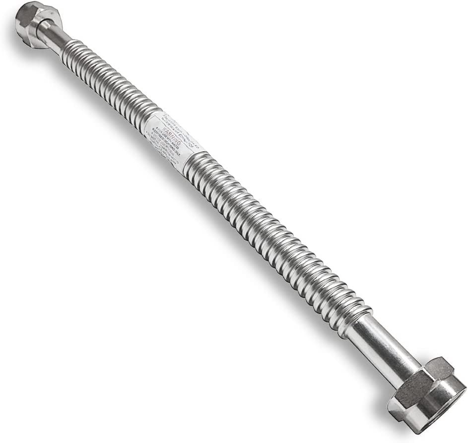 24' X 1' FIP Heavy Duty Durable Stainless Steel Corrugated Water Flex Connector W/Extra Thick Washers/Ideal for Water Heater and Water Softener