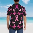 thumbnail image 4 of Sikiie Breast Cancer Print Men's Hawaiian Shirt, Summer Beach Button Pocket Short Sleeve T-Shirt,Medium, 4 of 7
