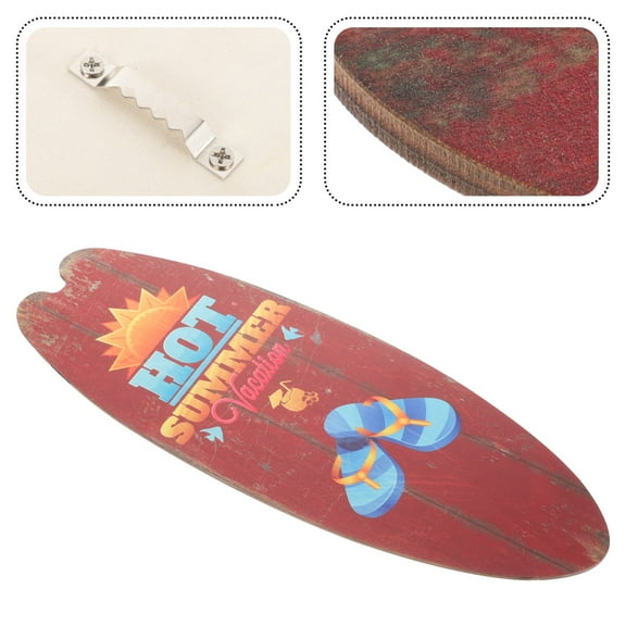 KAJNBN Wooden Surfboard Wall Decor Dark Red Colorful Rustic Style 1Set