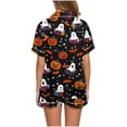 thumbnail image 7 of 2 Pieces Halloween Pajamas Set for Women Cozy Lounge Outfit Pumpkin Ghost Sleepwear Top and Shorts Festival Everyday Wear, 7 of 7