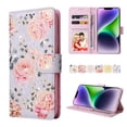 thumbnail image 3 of Compatible with iPhone 14 Plus Case Retro Gilded Flower PU Leather RFID Blocking Wallet Cover, 3 of 5