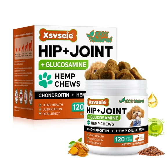 Hip and Joint for Dogs Chewable with Glucosamine Promote Mobility 120 Soft Chews Duck Flavor 10.6 OZ